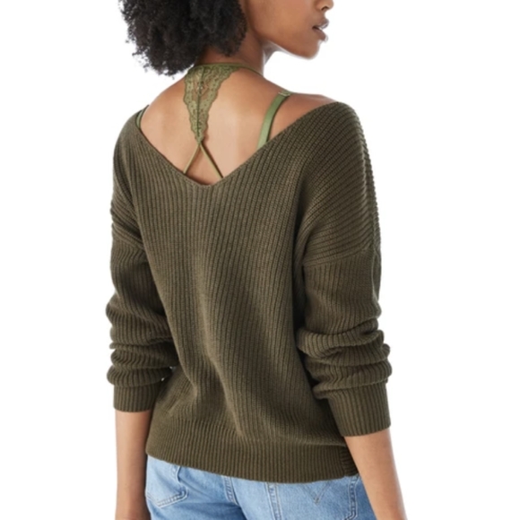 Elan Reversible Open Back Twist Sweater green small medium - Picture 6 of 8